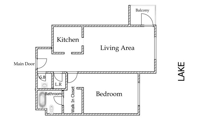 1 Bedroom Floor Plan Type 1B-A - 1,012 sq.ft